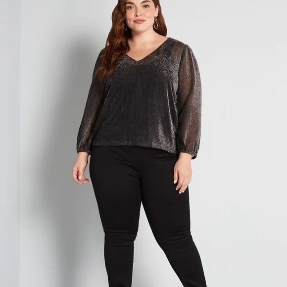 ModCloth New Sheer’s Eve Top In Gray - Picture 3 of 7